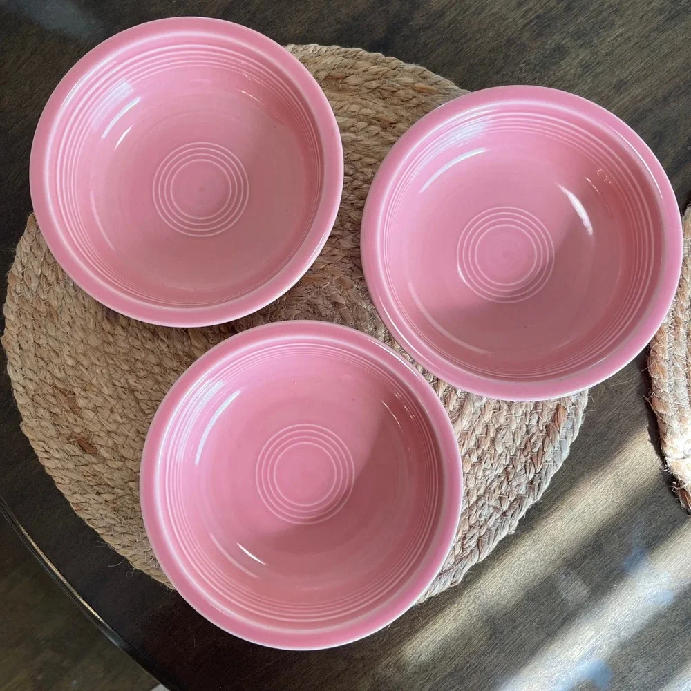 Fiesta Rose Pink 9 Piece Dinnerware Set 3 Dinner 3 Salad Plates 3 Cereal Bowls